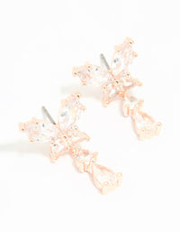 Rose Gold Plated Cubic Zirconia Butterfly Teardrop Stud Earrings - link has visual effect only