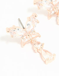 Rose Gold Plated Cubic Zirconia Butterfly Teardrop Stud Earrings - link has visual effect only