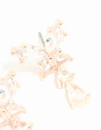 Rose Gold Plated Cubic Zirconia Butterfly Teardrop Stud Earrings - link has visual effect only