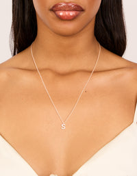 Rose Gold Plated Cubic Zirconia Letter S Necklace - link has visual effect only