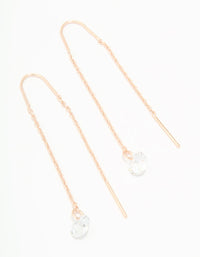 Rose Gold Plated Cubic Zirconia Thread Through Earrings - link has visual effect only