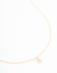 Rose Gold Plated Cubic Zirconia Letter A Necklace - link has visual effect only