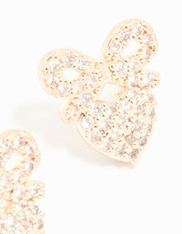 Rose Gold Plated Cubic Zirconia Bow & Heart Stud Earrings - link has visual effect only