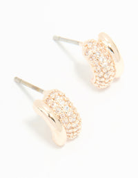 Rose Gold Plated Cubic Zirconia Double Row Stud Earrings - link has visual effect only