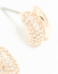 Rose Gold Plated Cubic Zirconia Double Row Stud Earrings - link has visual effect only