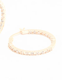 Rose Gold Plated Cubic Zirconia Large Skinny Hoop Earrings - link has visual effect only