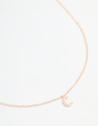 Rose Gold Plated Cubic Zirconia Letter C Necklace - link has visual effect only