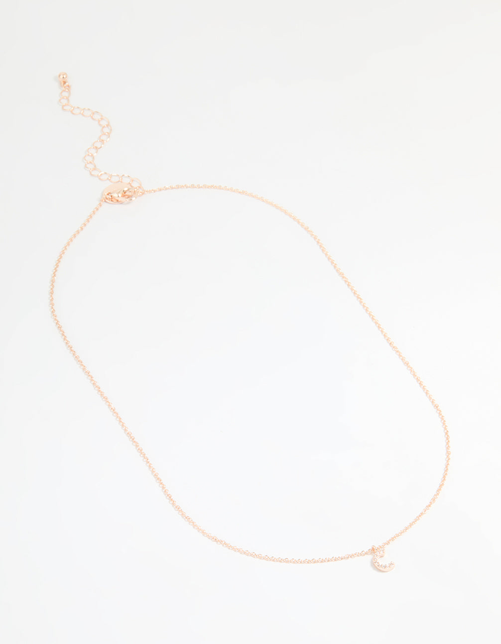 Rose Gold Plated Cubic Zirconia Letter C Necklace