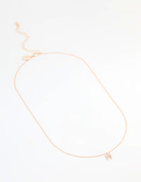 Rose Gold Plated Cubic Zirconia Letter M Necklace - link has visual effect only