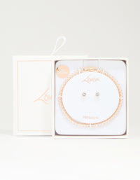 Rose Gold Plated Cubic Zirconia Tennis Bracelet & Earrings Set - link has visual effect only