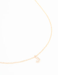 Rose Gold Plated Cubic Zirconia Letter J Necklace - link has visual effect only