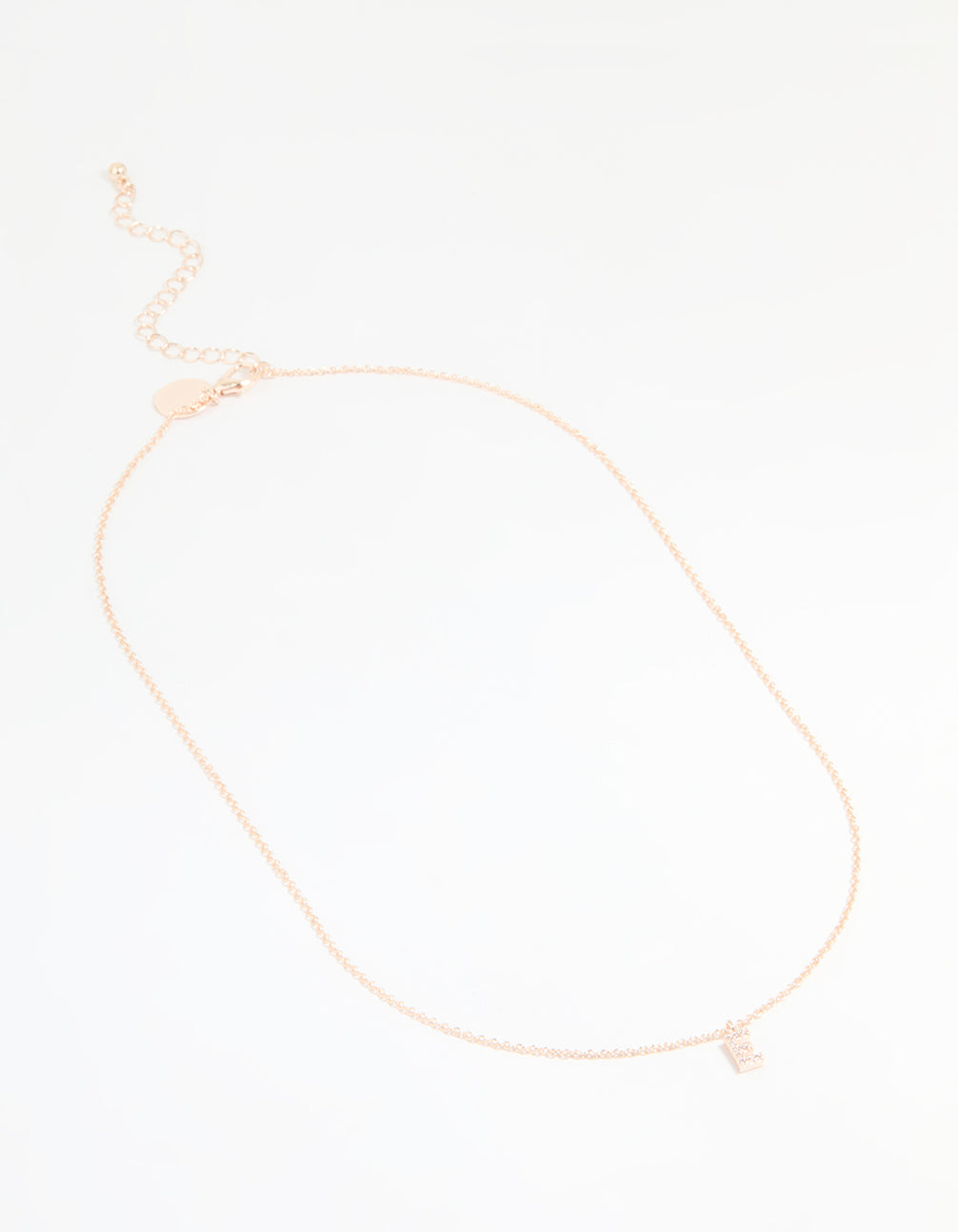 Rose Gold Plated Cubic Zirconia Letter E Necklace