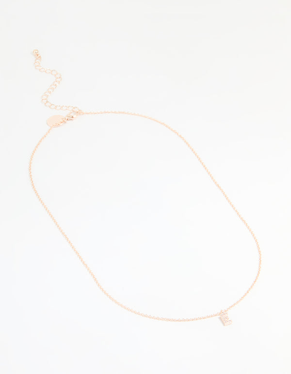 Rose Gold Plated Cubic Zirconia Letter E Necklace
