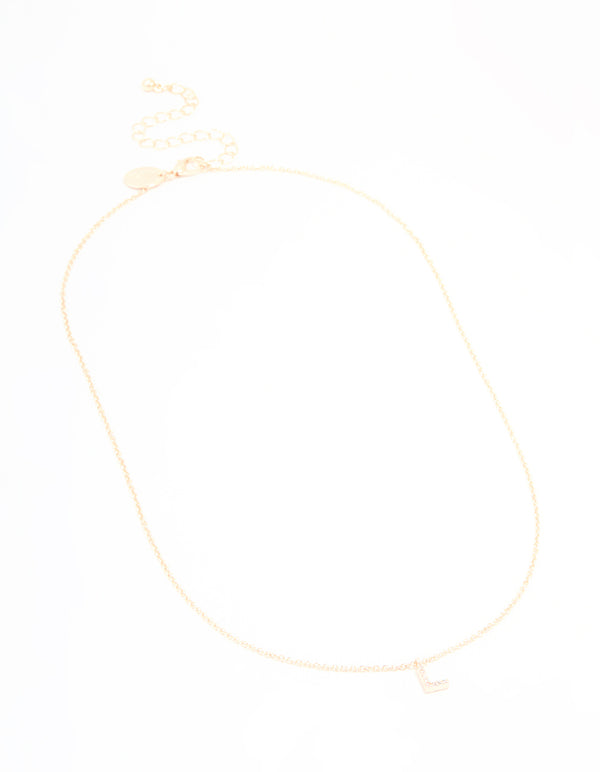 Rose Gold Plated Cubic Zirconia Letter L Necklace