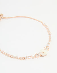 Rose Gold Plated Cubic Zirconia Acrylic Flower Toggle Bracelet & Earrings Set - link has visual effect only