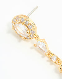 Gold Plated Cubic Zirconia Halo Pearl Drop Earrings - link has visual effect only