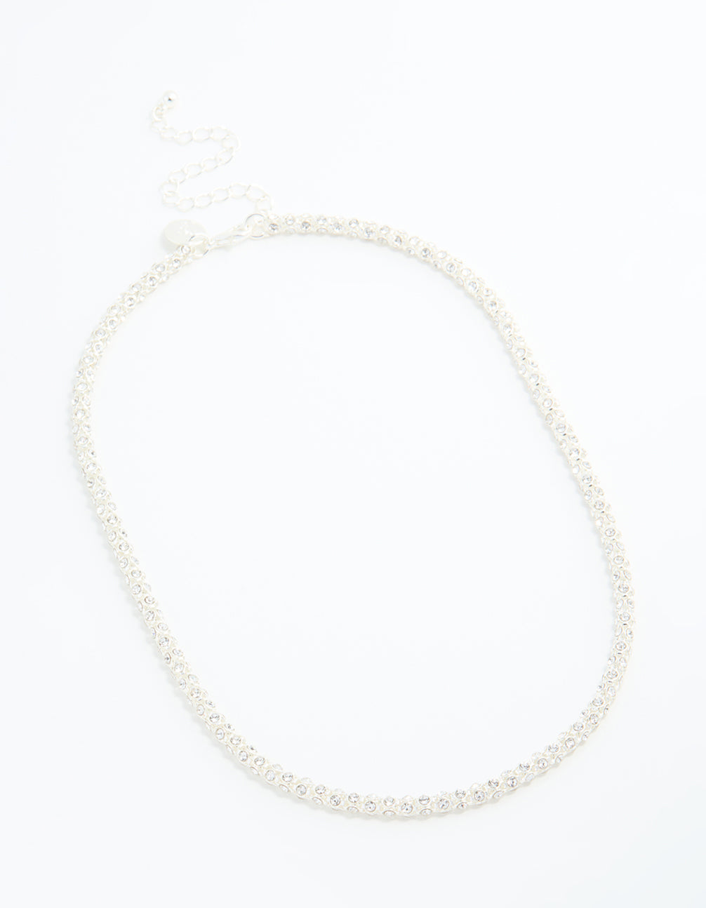 Silver Plated Diamante Fireball Chain Necklace