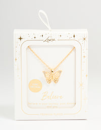 Gold Plated Cubic Zirconia Butterfly Necklace - link has visual effect only