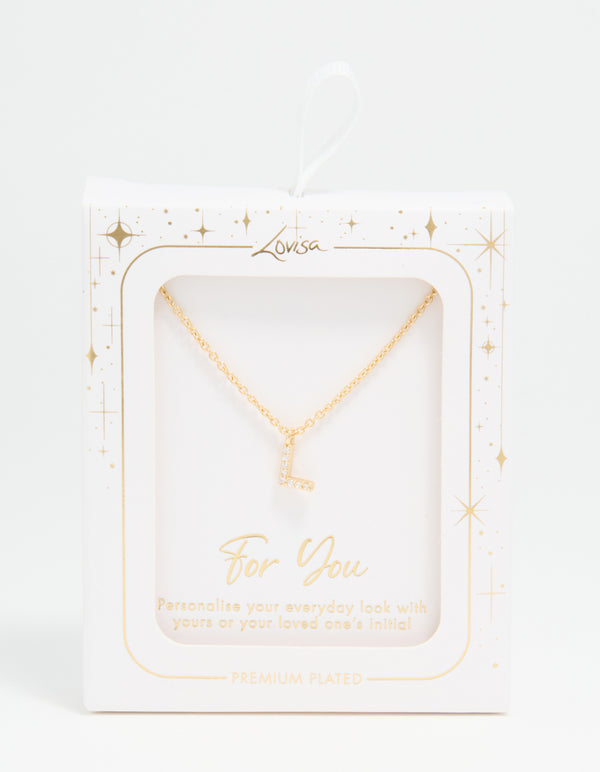 Gold Plated Cubic Zirconia Letter L Necklace