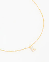 Gold Plated Cubic Zirconia Letter K Necklace - link has visual effect only