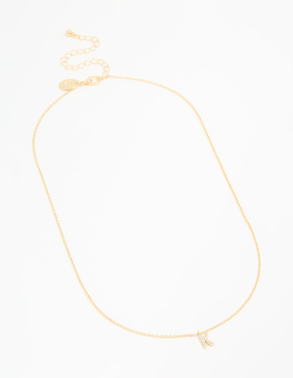 Gold Plated Cubic Zirconia Letter K Necklace