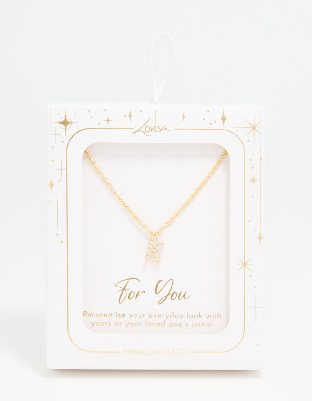 Gold Plated Cubic Zirconia Letter K Necklace