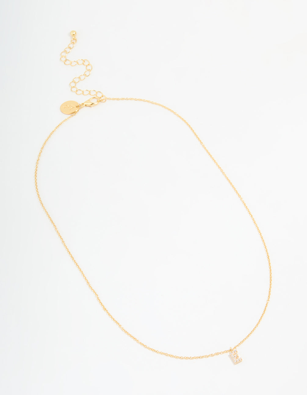 Gold Plated Cubic Zirconia Letter E Necklace