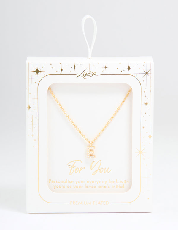 Gold Plated Cubic Zirconia Letter E Necklace