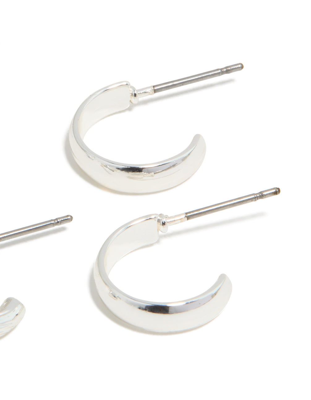 Silver Textured & Smooth Hoop Earrings 3-Pack