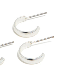 Silver Textured & Smooth Hoop Earrings 3-Pack - link has visual effect only