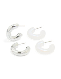 Silver & Acrylic Bubble Hoop Earrings 2-Pack - link has visual effect only