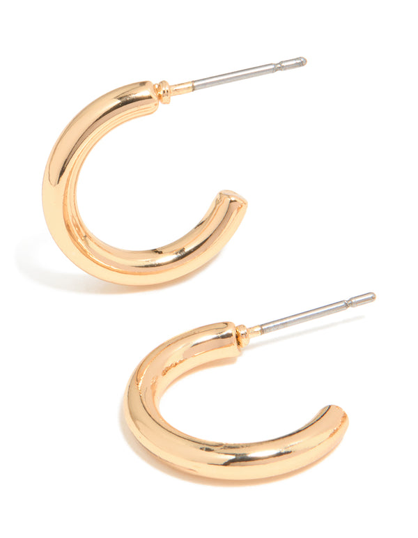 Gold Smooth & Molten Textured Hoop Earrings 2-Pack