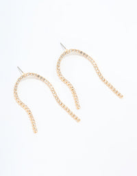 Gold Cupchain Diamante Rainbow Shaped Drop Earrings - link has visual effect only