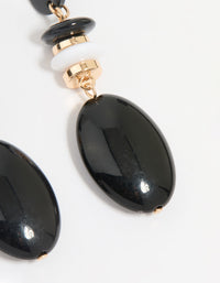 Gold Black Beaded Drop Earrings - link has visual effect only