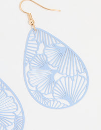 Gold Blue Filigree Pear Drop Earrings - link has visual effect only