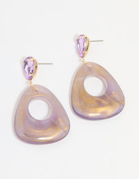 Gold Diamante Purple Acrylic Drop Earrings - link has visual effect only
