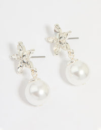 Silver Diamante Pearl Drop Earrings - link has visual effect only