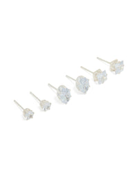 Silver Diamante Mixed Stud Earrings 3-Pack - link has visual effect only