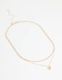 Rose Gold Diamante Cupchain & Puffy Heart Layered Necklace - link has visual effect only