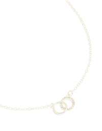 Silver Diamante Open Linked Circle Pendant Necklace - link has visual effect only