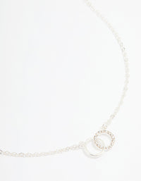 Silver Diamante Open Linked Circle Pendant Necklace - link has visual effect only