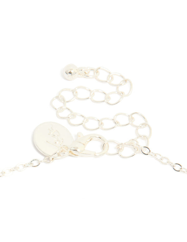 Silver Diamante Open Linked Circle Pendant Necklace