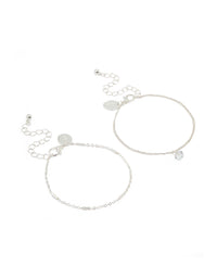 Silver Cubic Zirconia Drop & Chain Bracelets 2-Pack - link has visual effect only