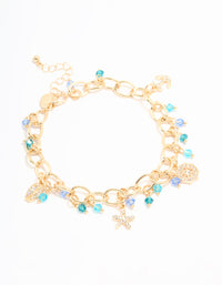 Gold Beaded Sea Charm Anklet - link has visual effect only