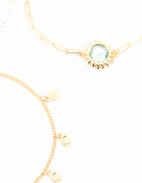 Gold Pearl & Sun Charm Anklet 3-Pack - link has visual effect only