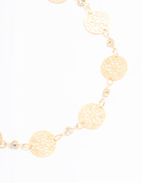 Gold Diamante Laser Cut Coin Anklet - link has visual effect only