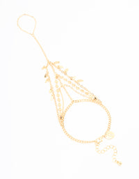 Gold Disc Layered Hand Chain - link has visual effect only