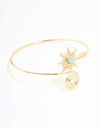 Gold Turquoise Stone Celestial Swirl Arm Cuff - link has visual effect only
