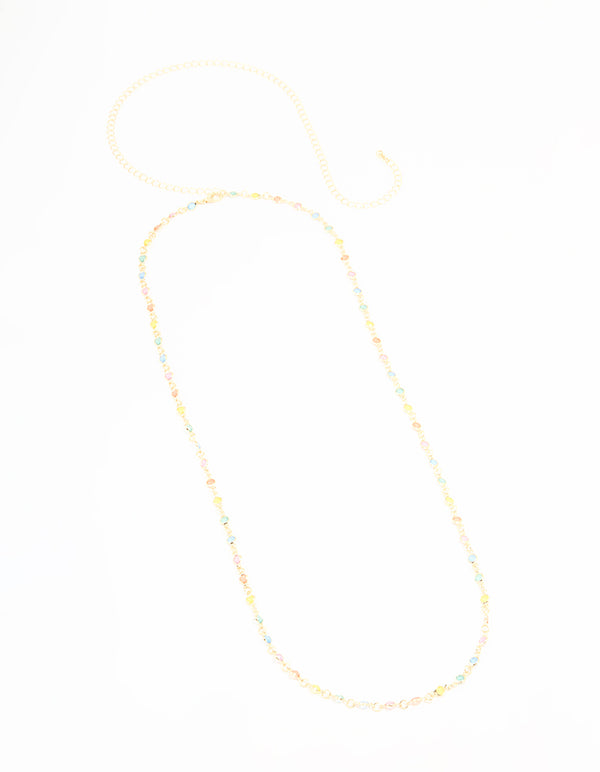 Gold Pastel Rainbow Stones Waist Chain