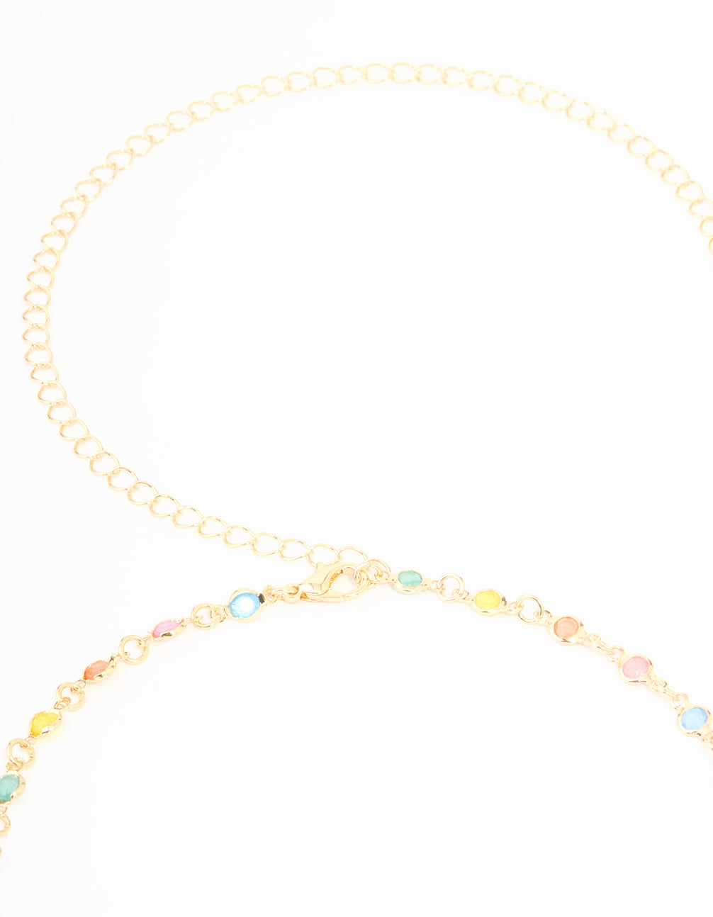 Gold Pastel Rainbow Stones Waist Chain